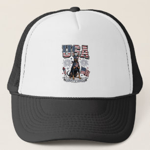 Patriotisk Doberman USA Vintage Gravyr T-Shirt Des Keps