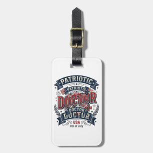 Patriotisk Doktor 4:e Juli Vintage T-Shirt Design_ Bagagebricka
