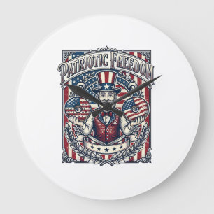 Patriotisk Donut Älskare Vektor Grafisk T-Shirt_1 Stor Klocka