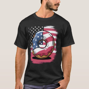 Patriotisk Donut Med Amerikanska Flaggans Färger S T Shirt
