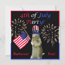 Patriotisk ekorre 4th av Juli partyinbjudningar Inbjudningar