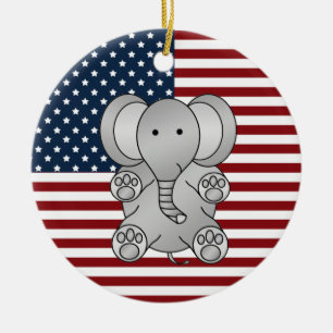 Patriotisk elefant julgransprydnad keramik