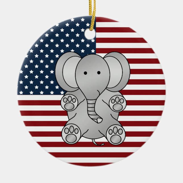 Patriotisk elefant julgransprydnad keramik (Framsidan)
