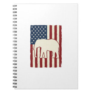 Patriotisk Elefantflagga Vintage Vector Design_1 Anteckningsbok