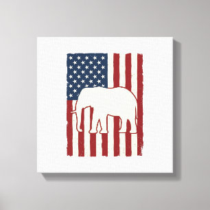 Patriotisk elefantflagga Vintage Vector Design_1 Canvastryck