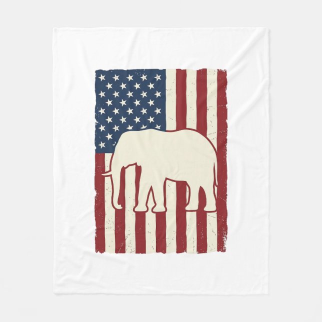 Patriotisk elefantflagga Vintage Vector Design_1 Fleecefilt (Framsidan)
