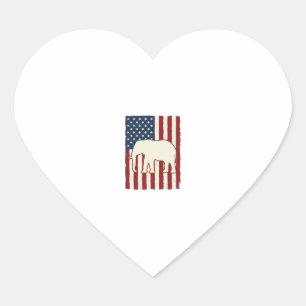 Patriotisk elefantflagga Vintage Vector Design_1 Hjärtformat Klistermärke