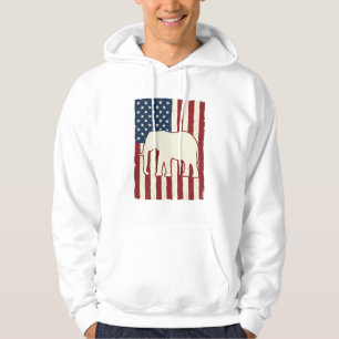 Patriotisk Elefantflagga Vintage Vector Design_1 Hoodie