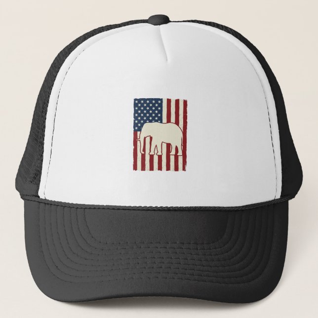 Patriotisk Elefantflagga Vintage Vector Design_1 Keps (Framsida)