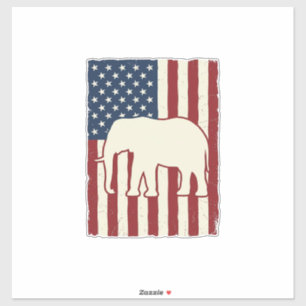 Patriotisk Elefantflagga Vintage Vector Design_1 Klistermärken