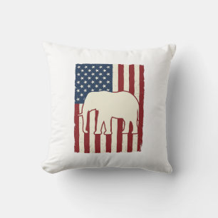 Patriotisk elefantflagga Vintage Vector Design_1 Kudde