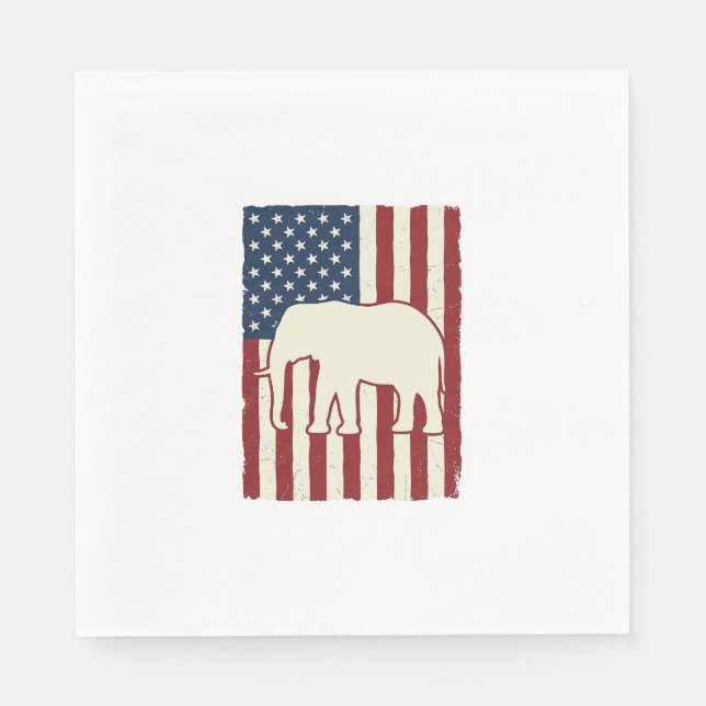 Patriotisk Elefantflagga Vintage Vector Design_1 Pappersservett (Framsidan)