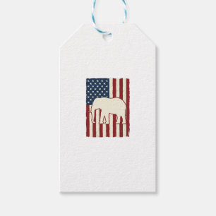 Patriotisk elefantflagga Vintage Vector Design_1 Presentetikett