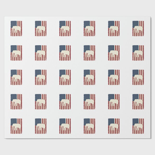 Patriotisk elefantflagga Vintage Vector Design_1 Presentpapper (Platt)