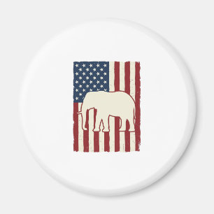 Patriotisk Elefantflagga Vintage Vektor Design_1 Magnet