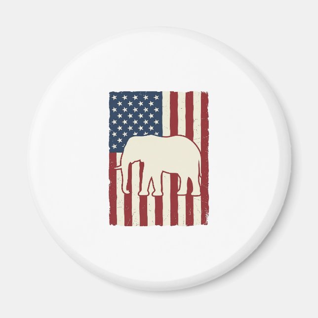 Patriotisk Elefantflagga Vintage Vektor Design_1 Magnet (Framsidan)