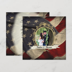 Patriotisk, Elegant USA flagga Bröllop w Fotograf Inbjudningar