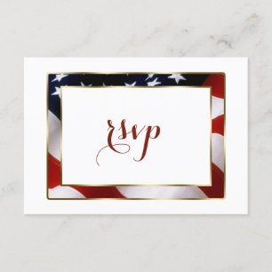 Patriotisk, Elegant USA flagga Guld Bröllop OSA Kort