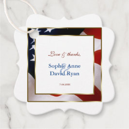 Patriotisk, Elegant USA flagga Guld Ram Bröllop Gåvor Etiketter