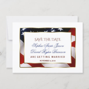 Patriotisk, Elegant USA flagga Guld Spara datum Datumet