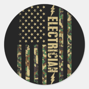 Patriotisk elektriker amerikansk flagg camouflage runt klistermärke