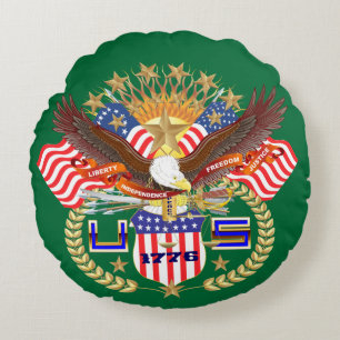 Patriotisk eller veteransk vy om design rund kudde