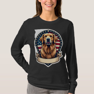 Patriotisk emblem för Golden Retriever vintage T-s T Shirt