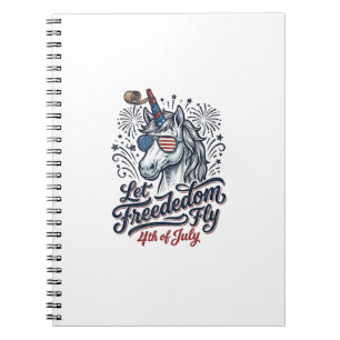 Patriotisk Enhörning 4:e Juli Frihet Flyg Tröja_1 Anteckningsbok