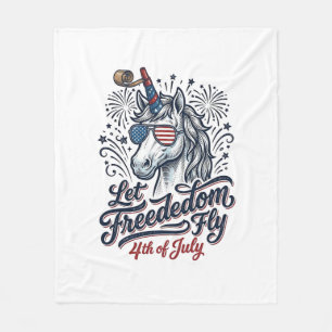 Patriotisk Enhörning 4:e Juli Frihet Flyg Tröja_1 Fleecefilt