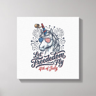 Patriotisk Enhörning 4:e Juli Frihet Flygande Tröj Canvastryck