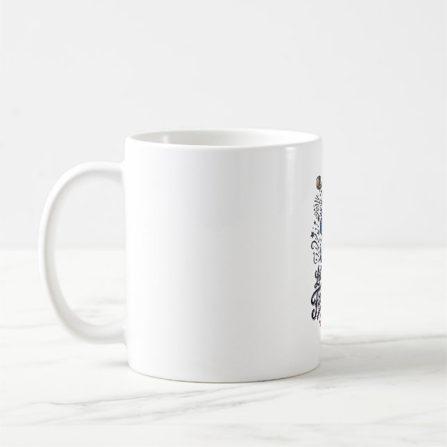 Patriotisk Enhörning 4:e Juli Frihet Flygande Tröj Kaffemugg (Vänster)