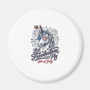 Patriotisk Enhörning 4:e Juli Frihet Flygande Tröj Magnet
