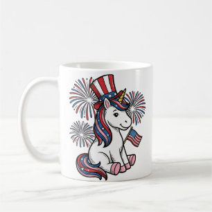 Patriotisk Enhörning Fyrverkeri T-Shirt Design_1 Kaffemugg