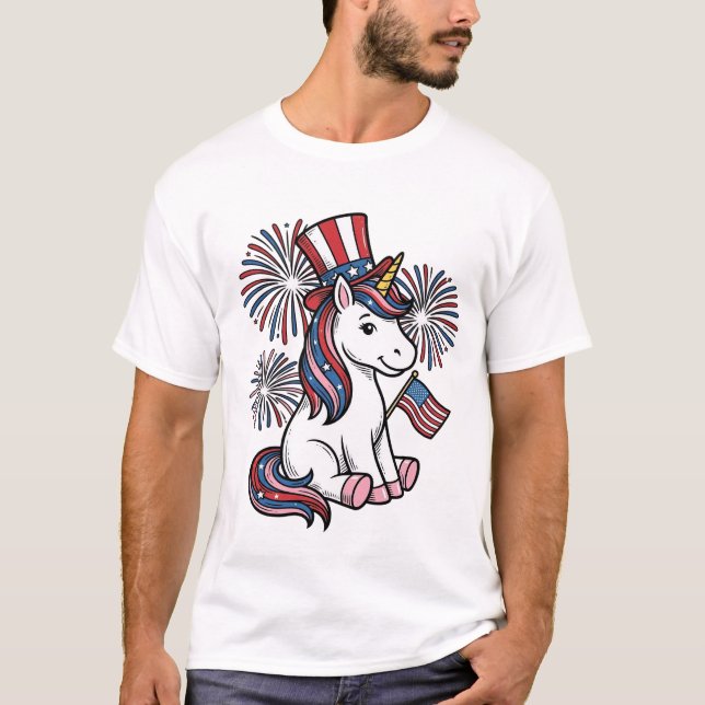 Patriotisk Enhörning Fyrverkeri Tröja Design_1 (Framsida)
