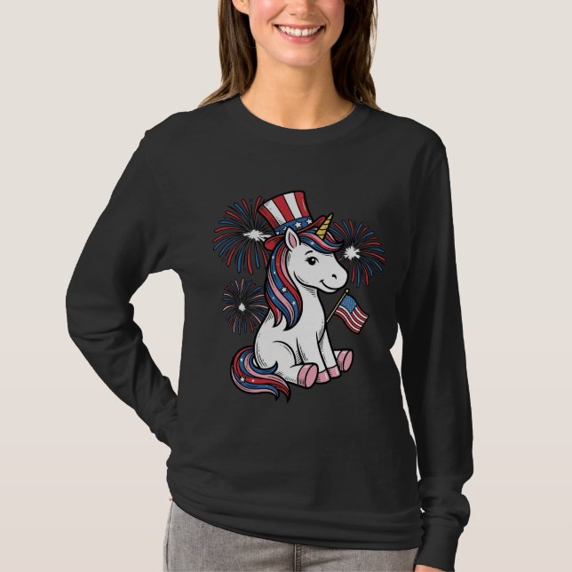 Patriotisk Enhörning Fyrverkeri Tröja Design_1 (Framsida)