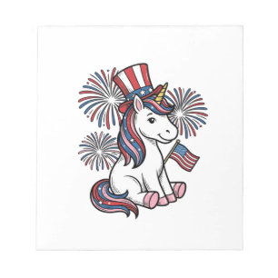 Patriotisk Enhörning Fyrverkeri Tröja Design_1 Anteckningsblock