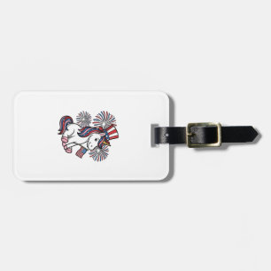 Patriotisk Enhörning Fyrverkeri Tröja Design_1 Bagagebricka