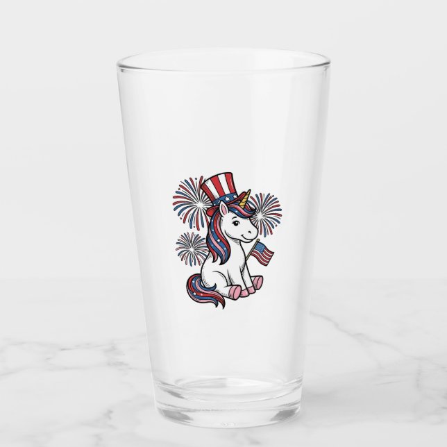 Patriotisk Enhörning Fyrverkeri Tröja Design_1 Glaskopp (Framsida)