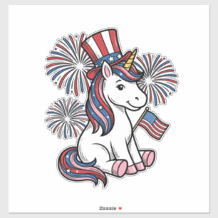 Patriotisk Enhörning Fyrverkeri Tröja Design_1 Klistermärken