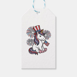 Patriotisk Enhörning Fyrverkeri Tröja Design_1 Presentetikett