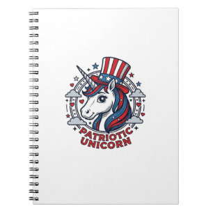 Patriotisk Enhörning Vintage Gravyr Grafik_1 Anteckningsbok