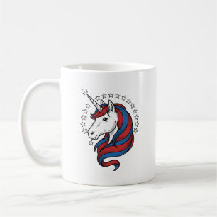 Patriotisk Enhörning Vintage Gravyr Vektor Design_ Kaffemugg