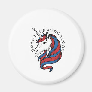 Patriotisk Enhörning Vintage Gravyr Vektor Design_ Magnet