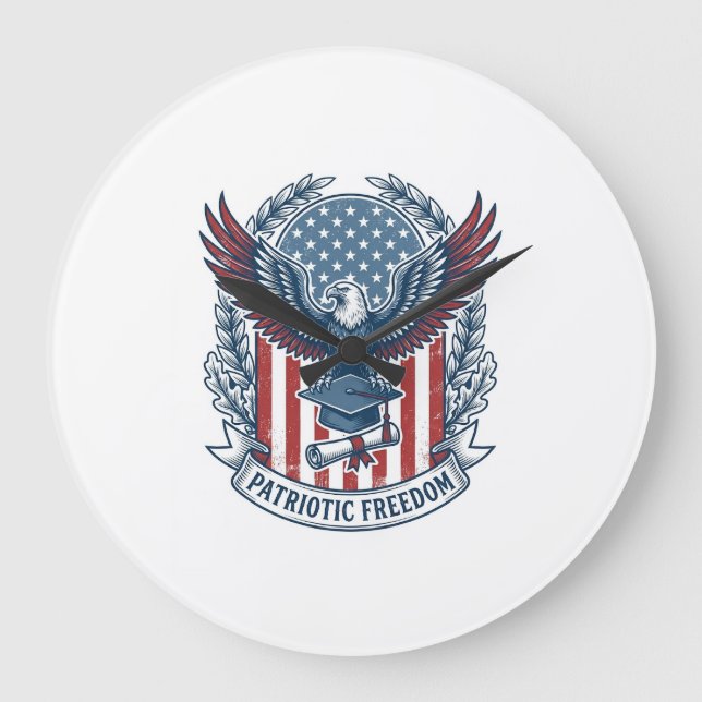 Patriotisk examens Vector Graphic T-shirt Stor Klocka (Framsida)