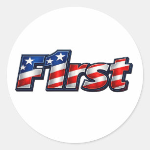 Patriotisk F1rst Flagga Design Runt Klistermärke