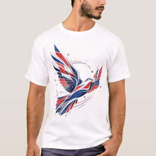 Patriotisk Fågel Grafisk T-Shirt Röd Vit Blå