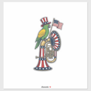 Patriotisk Fågel Vintage Gravyr Musik T-Shirt Desi Klistermärken
