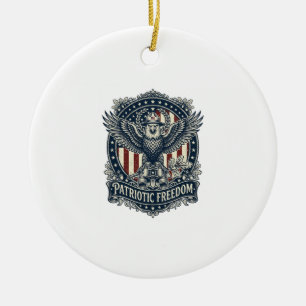 Patriotisk Fågelskådare Vektorgrafisk T-Shirt Julgransprydnad Keramik