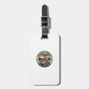Patriotisk Farbror Sam Katt Retro Solnedgång T-Shi Bagagebricka