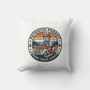 Patriotisk Farbror Sam Katt Retro Solnedgång T-Shi Kudde